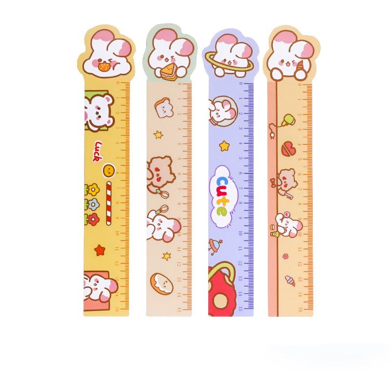4 Piece Candy Color Animals Kawaii Stationery Cartoon Drawing Office School Kitten Straight Plastic Ruler