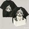Cute cat for Fan Gift Washed T-shirt Men Women Harajuku Oversized Unisex Short Sleeve Streetwear high quality Couples