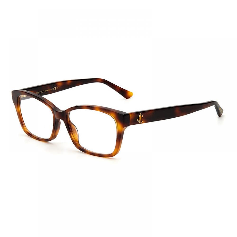 Jimmy Choo Eyeglasses Rectangle Full Rim Havana Frame And Clear Demo Lenses Lens Jc270008600 Havana