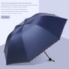 Large Thickened Windproof Reinforced Umbrella for Heavy Rain with Logo, Foldable Dual-Use Black Coating for Sun Protection and Uv Protection