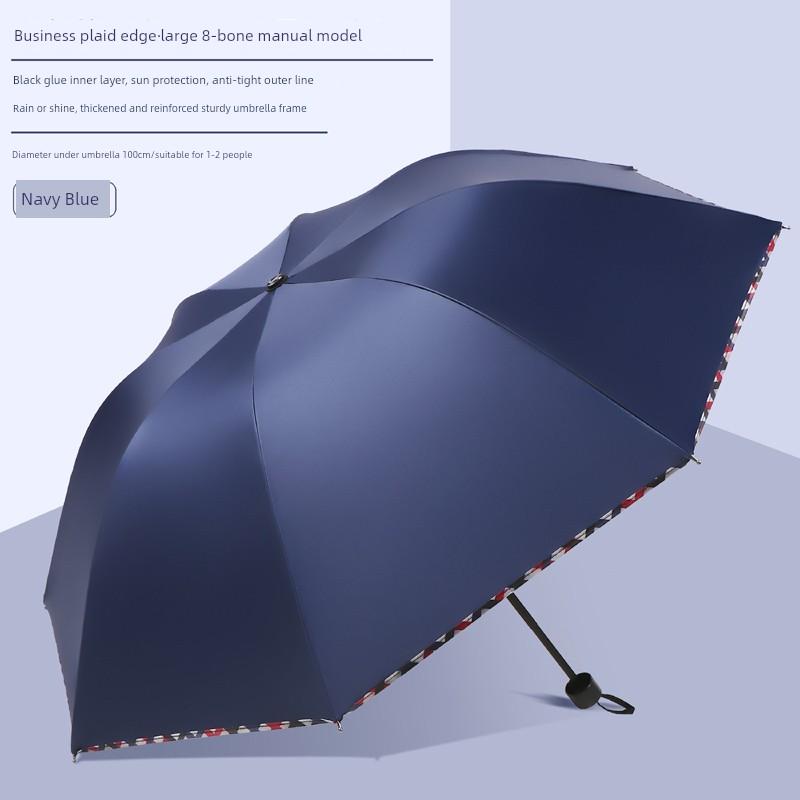 Large Thickened Windproof Reinforced Umbrella for Heavy Rain with Logo, Foldable Dual-Use Black Coating for Sun Protection and Uv Protection