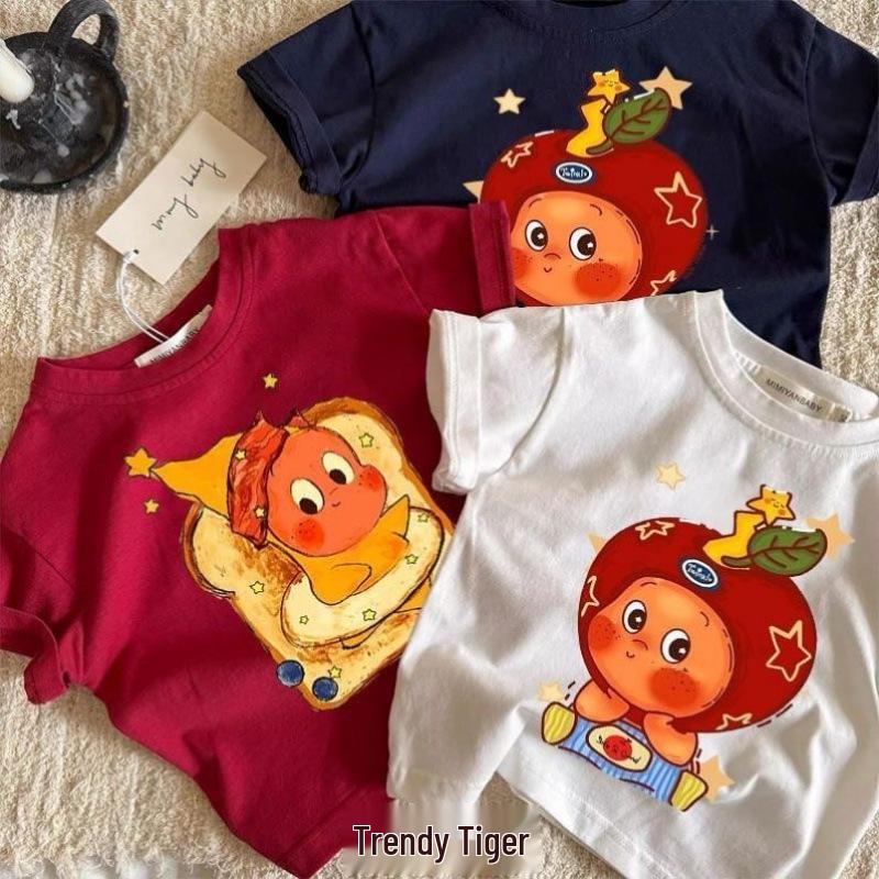 Pure Cotton Japanese Cartoon Star T-shirt for Small & Medium Children