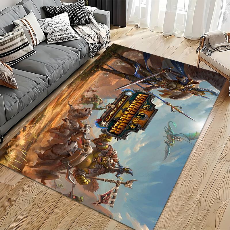 Fantasy Battlefield Design Rug, Warriors & Creatures Non-slip rug suitable for living room and bedroom sofas