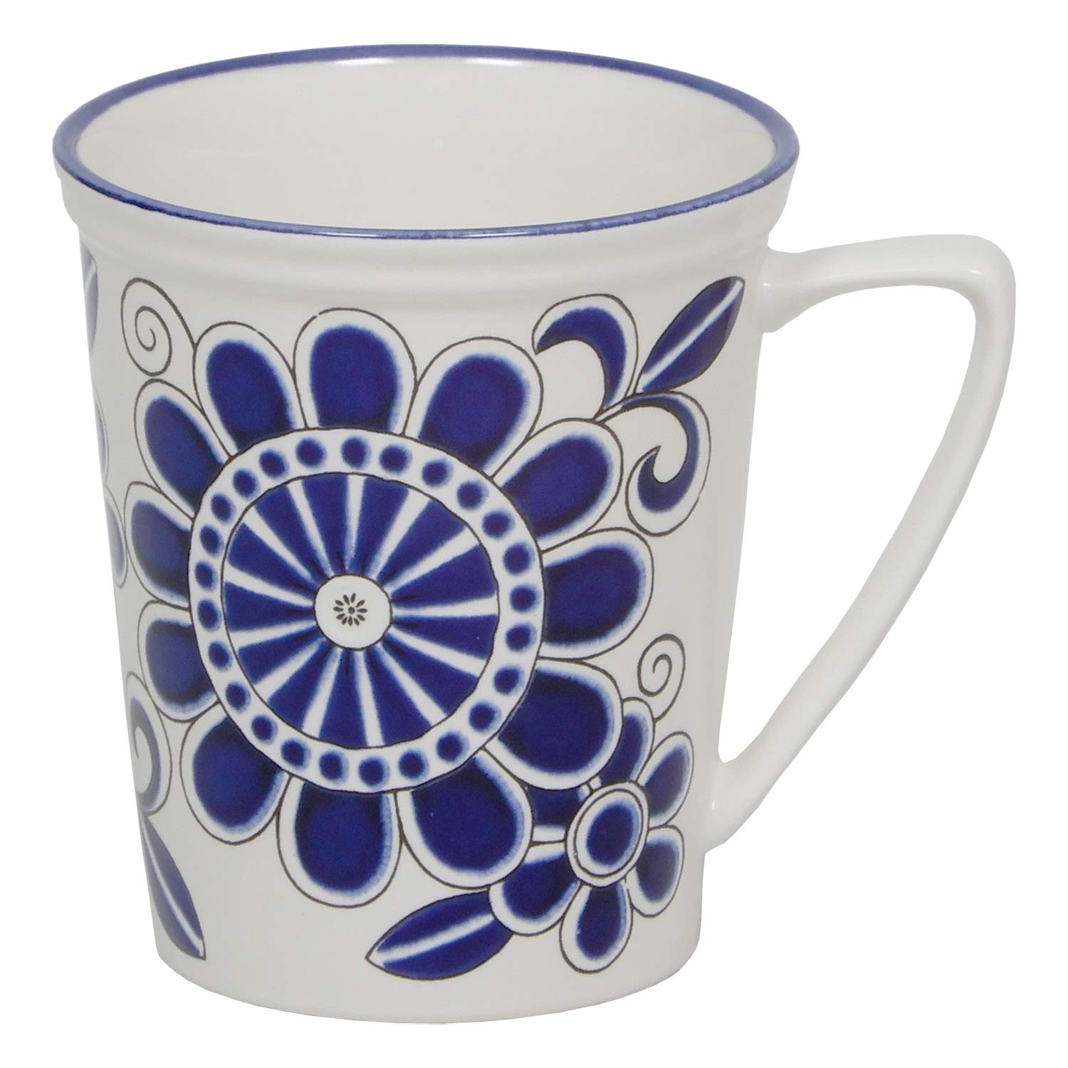 

MIKASA REVIVAL Blue Flower Mug, Diameter 11.5 x Depth 8.5 x Height 10cm, 320ml, Microwave, Dishwasher, and Oven Safe, T-925324