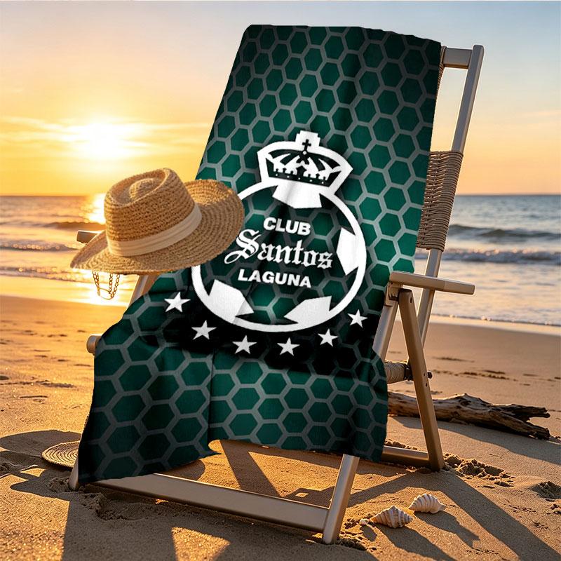 Club Santos Laguna Print Beach Towel Design, Soft, Lightweight. for Home Bathroom, Spa, Pool, Yoga, Surfing, Camping, Gift for Family, Friend