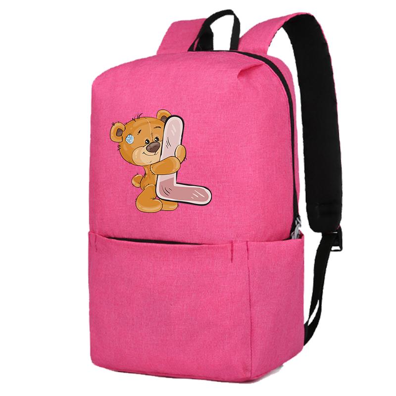 Încântător ursuleț cu 26 de litere englezești, geantă de școală pentru fete, rucsacuri de pânză pentru cosplay, pentru copii, geantă pentru copii înapoi la școală