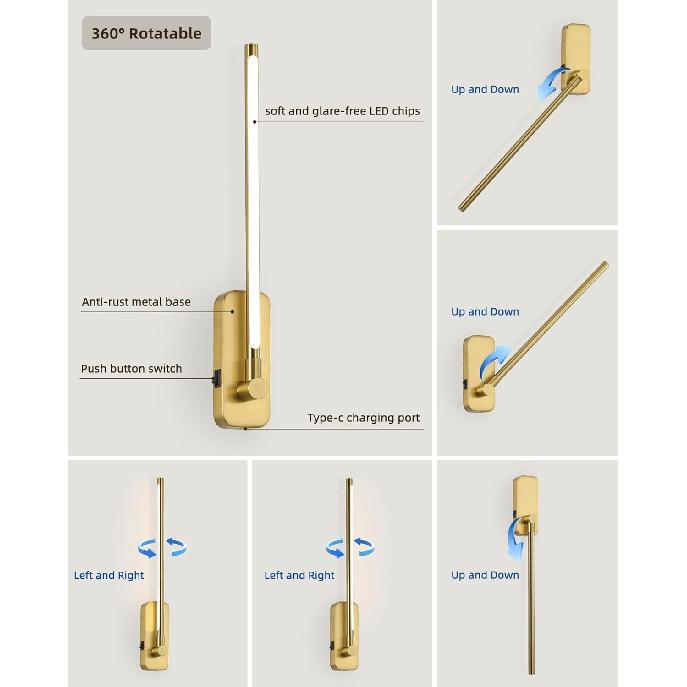 Battery Operated Wall Sconces with Remote Control,LED Rechargeable Picture Lights for Wall Wireless Led Lights for Bedroom with Magnetic Wall Light