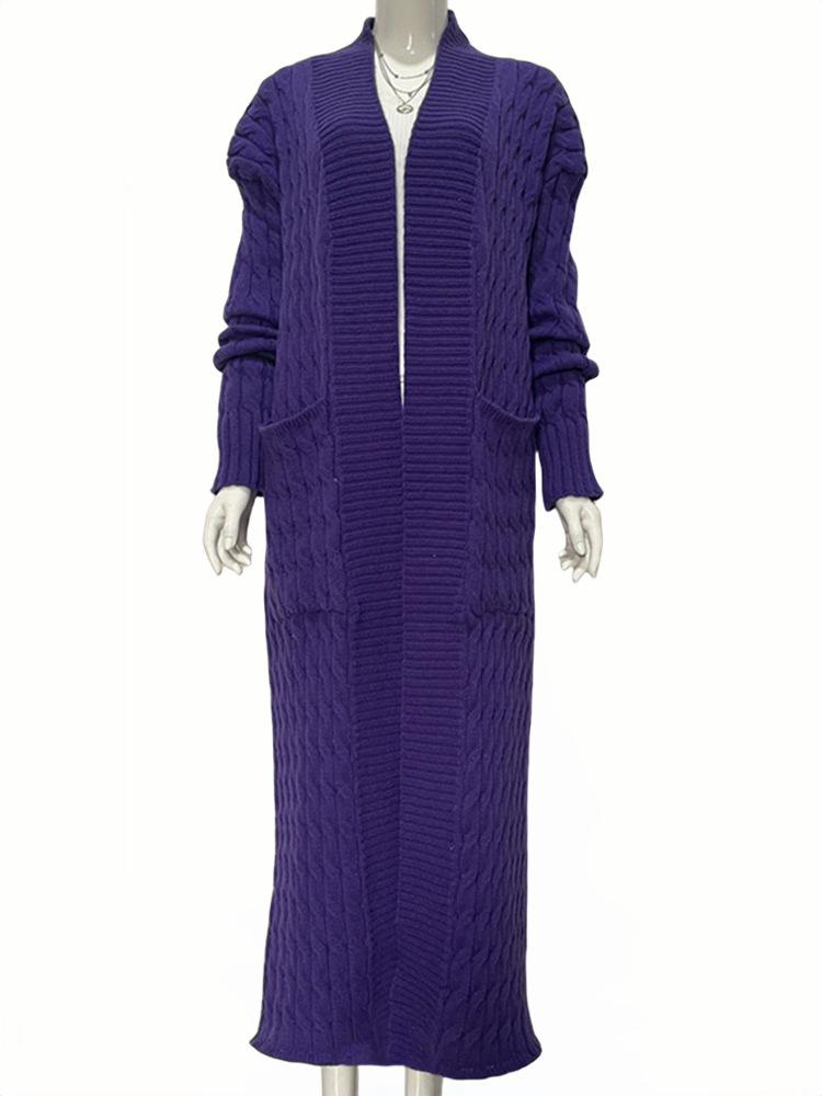 2025 European & American Women's Casual Long Sleeve Plus Size Cardigan - Autumn/Winter New Arrivals