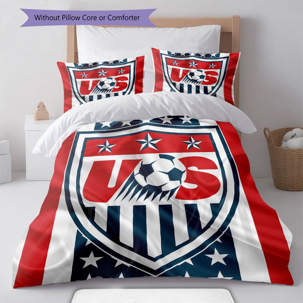 USA National Football Logo Pattern Bedding Home Decoration Birthday Gift (1 * Duvet Cover + 2 * Pillowcase, Without Core),fan Merchandise.