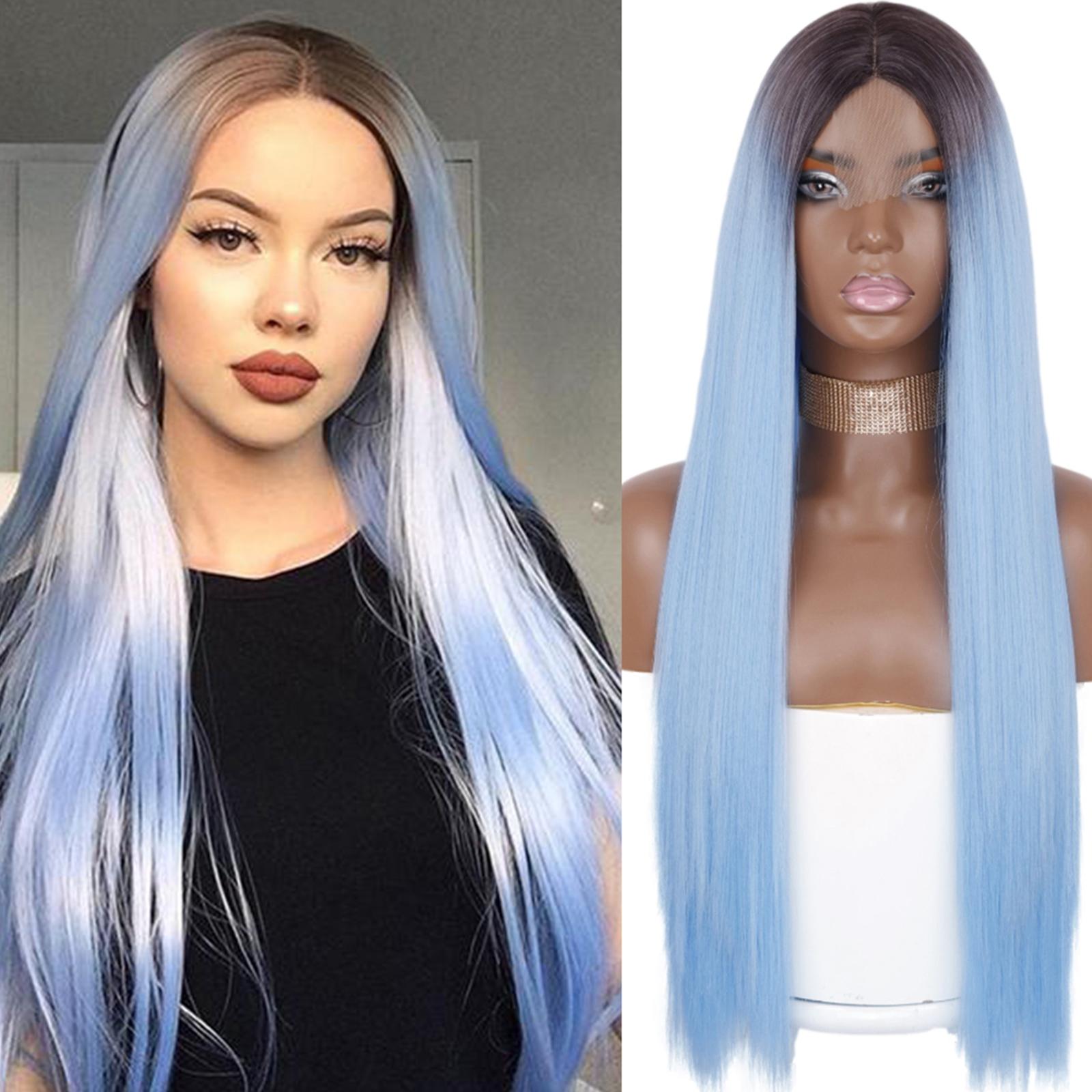 

Синтетические парики LISI HAIR для черных женщин, длинные прямые парики, белый/блонд/фиолетовый парик, средняя часть, парики для косплея для вечеринки