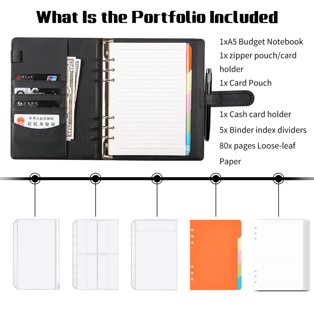 A5  With 80 Sheet Inner Line PU Leather DIY Binder Notebook Cover Diary Agenda Planner Paper Cover School Stationery