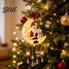 Unique Christmas Exchange Gift Santa Moon Hanging Lamp Iron LED Lighted Ornament Light Glowing Atmosphere for Wall Window Porch Decor Holiday