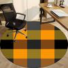 1pc Orange Black Checkered Chair Carpet for Office, Round Polyester Mat, Indoor Decor for Office, Easycare Fabric, Washable Non-slip Area Carpet