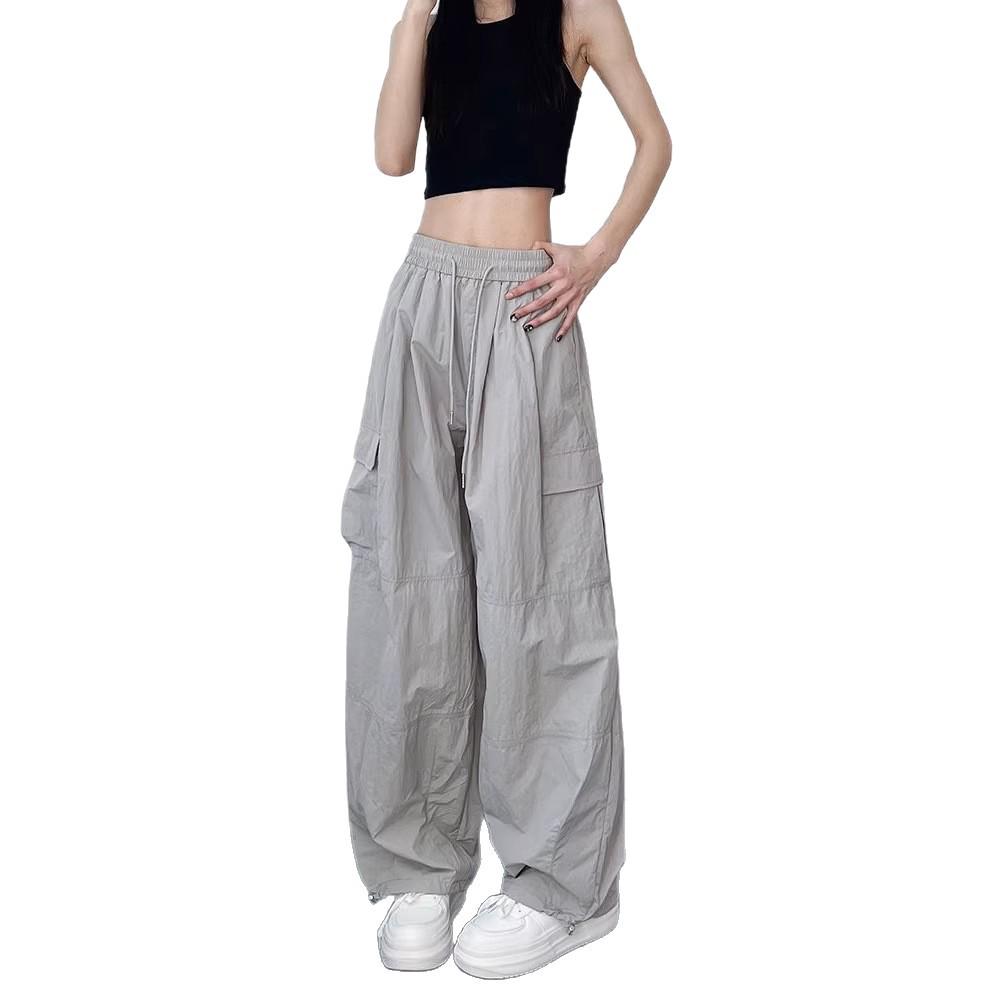 Women's Summer High-Waist Retro Joggers: Casual Wide-Leg Straight Pants