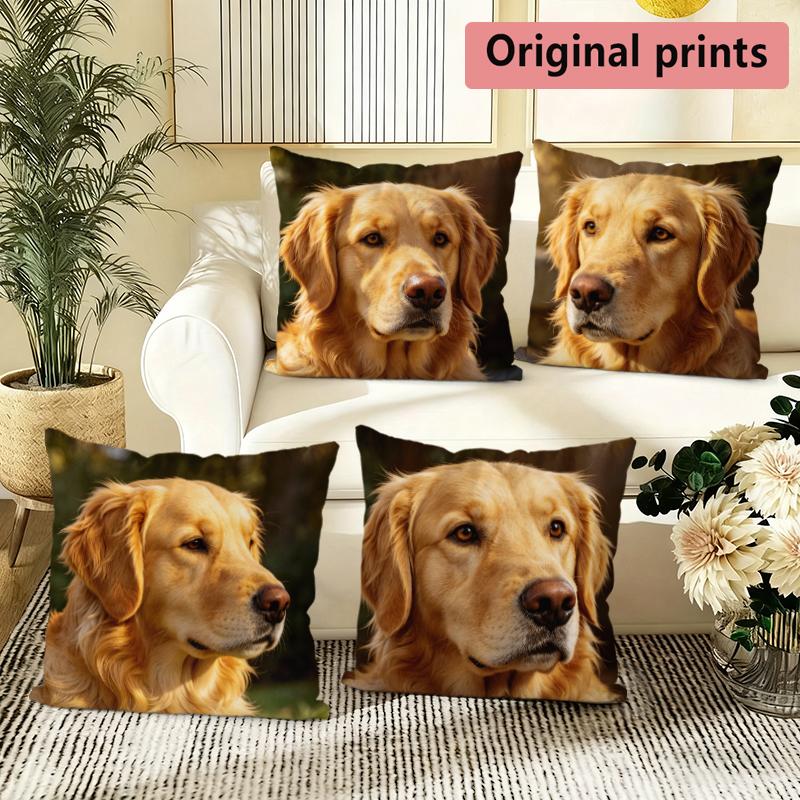 Golden Retriever Dog Print Throw Pillow Covers Pattern Cushion Cover Suitable For Sofa Bedroom Car Pillow Cover