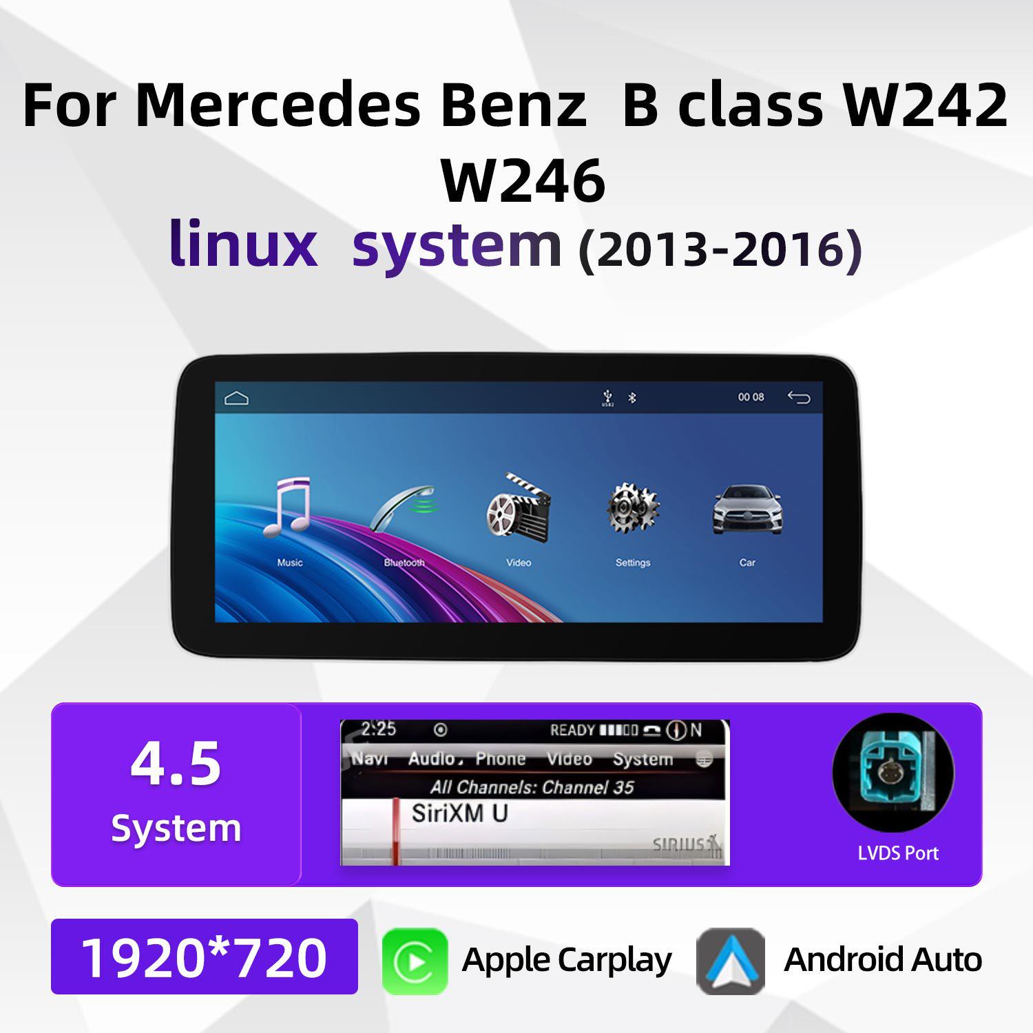 

12,3-дюймовый экран с GPS-навигацией и CarPlay для Mercedes-Benz B-Class W242/W246 с камерой заднего вида и радио 12.3 inch NTG 4.5 system