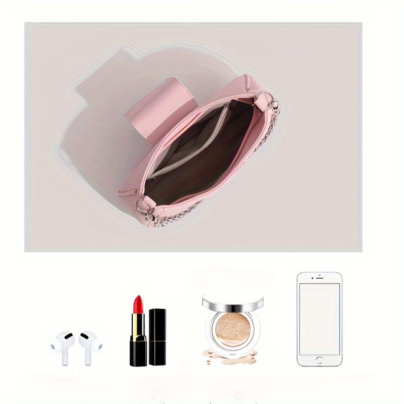 Y2K Style Sweet & Edgy Heart Decor Shoulder Bag for Women - Detachable Chain Strap, Zipper Closure, , Polyester Lining, Oil-Edged Finish