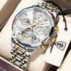 POEDAGAR Top Business Men Watch Stainless Steel Waterproof Hollow Tourbillon Man Clock Automatic Mechanical Luxury Men's Watches