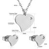 Love Earrings Necklace Set Fashion Sweet Necklace Cut Stainless Steel Jewelry Set Women