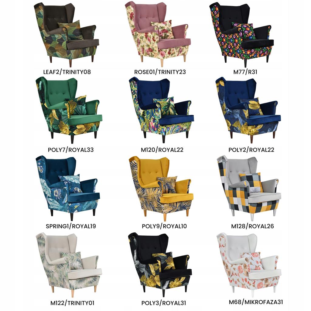 Fotel uszak Ari Print Duo skandynawski Family Meble rose róże kwiaty