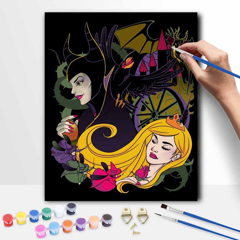 Disney Oil Painting Painting Art Maleficent Aurora Princess Handmade Diy Painting Home Decoration Gift