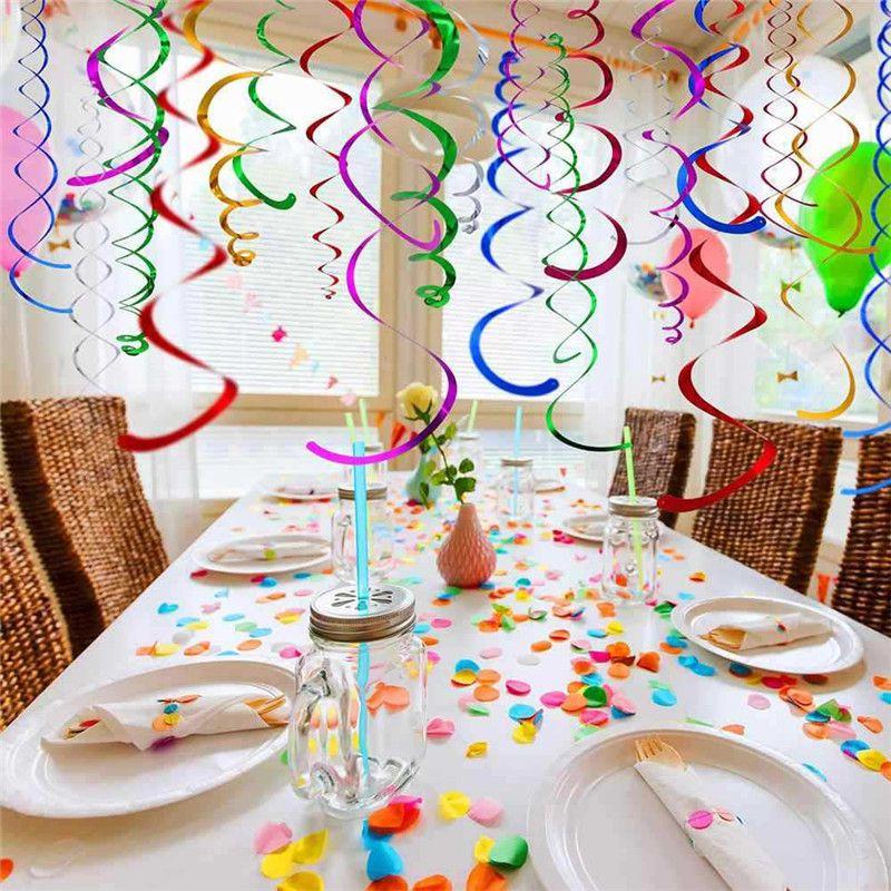 Multicolor Hanging 6pcs Spiral Swirls Birthday Wedding Party Decoration Ceiling