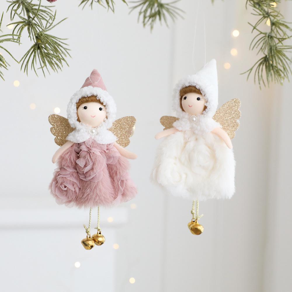 Enfeite de Vestido de Boneca de Anjo: Decoração de Árvore de Natal Bordada para Crianças