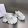 European station leather 2025 new breathable versatile lace-up muffin mesh platform dad shoes women's sports and leisure shoes