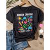 European Size Boy and Girl Fashion Short Sleeved Shirts with Letter Prints Breathable and Soft Comfortable Round Neck