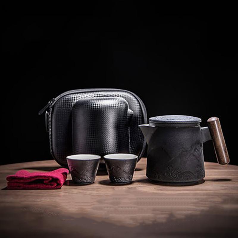 Creative Ceramic Travel Tea Set Elegant Mug Portable Quick Tea Cups Small Set Aesthetic Outdoor Mugs China Kung Fu Unusual Teaware Porcelaine Gift Box