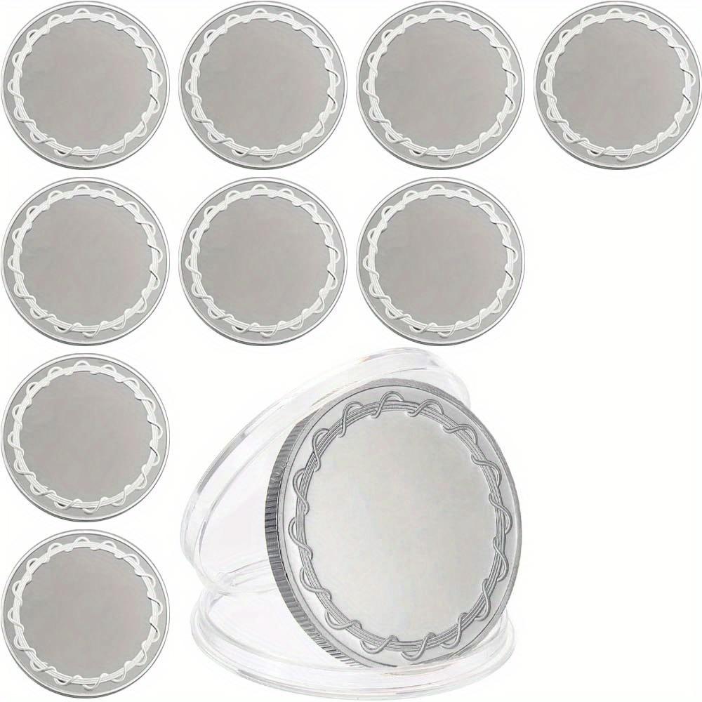 10pcs Blank Coins for Engraving, 1.6 Inch Coin Blanks Laser Engraving for Laser Engraving Stamping with Protection Boxes for DIY Crafts