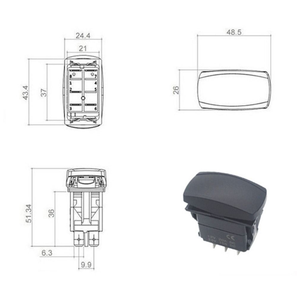 15A 24V Headlight Switch Car Modification Full Beam Switch Simple Connection Boat Type Switch  Car