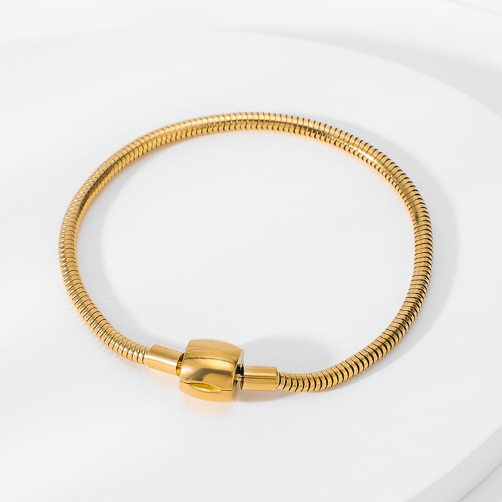 

Круглый браслет из змеиной кости Минималистичный из титановой стали Мягкая змеиная цепочка Уникальные украшения для женщин и мужчин