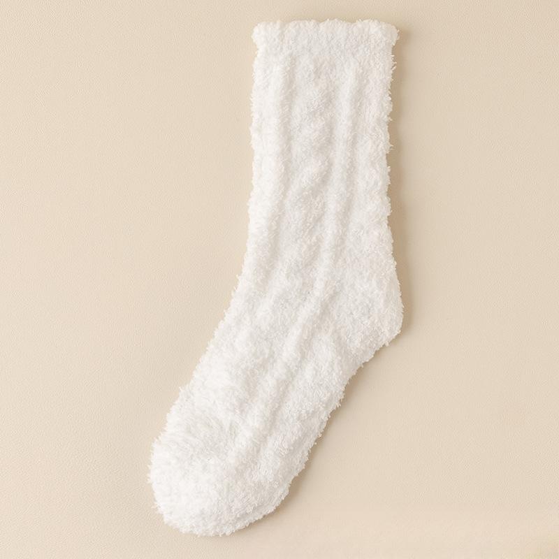 Female Autumn and Winter Coral Velvet Plus Velvet Sleep Warm Home Floor In The Tube Socks