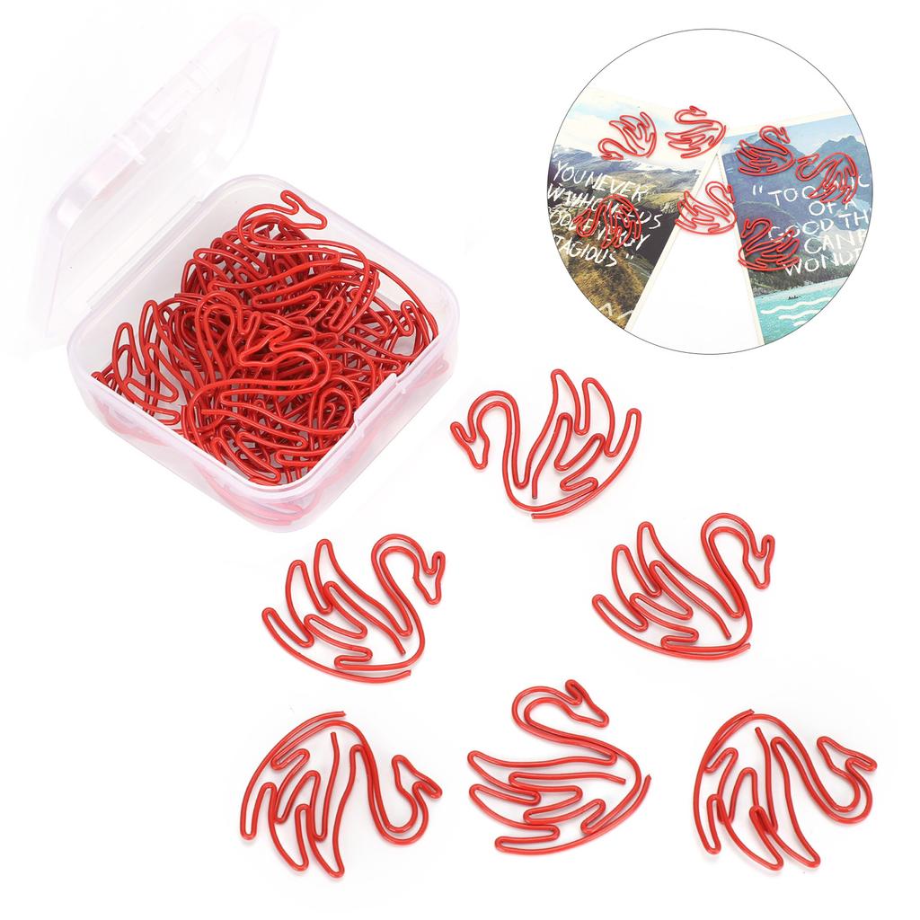 20Pcs Cartoon Paperclip Swan Shaped Creativity Metal Modeling Decoration Craft Supplies Red