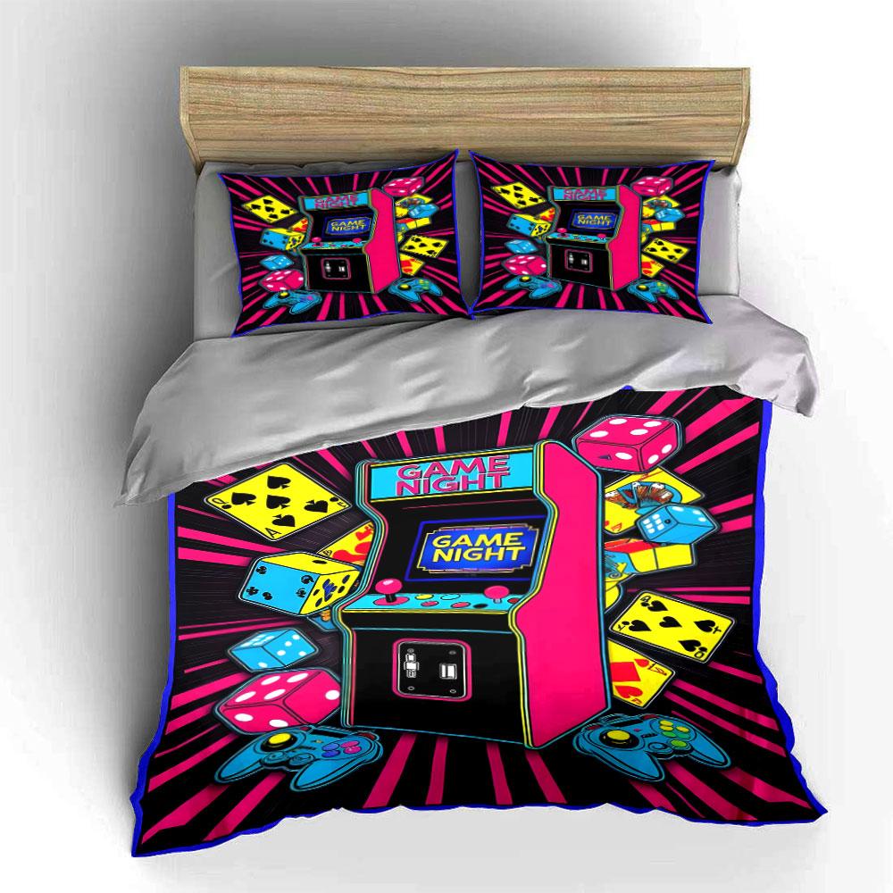 Arcade Gaming Decor Set Soft Skin-Friendly Bedding Set Includes 1 Duvet Cover And 2 Pillowcase Gift