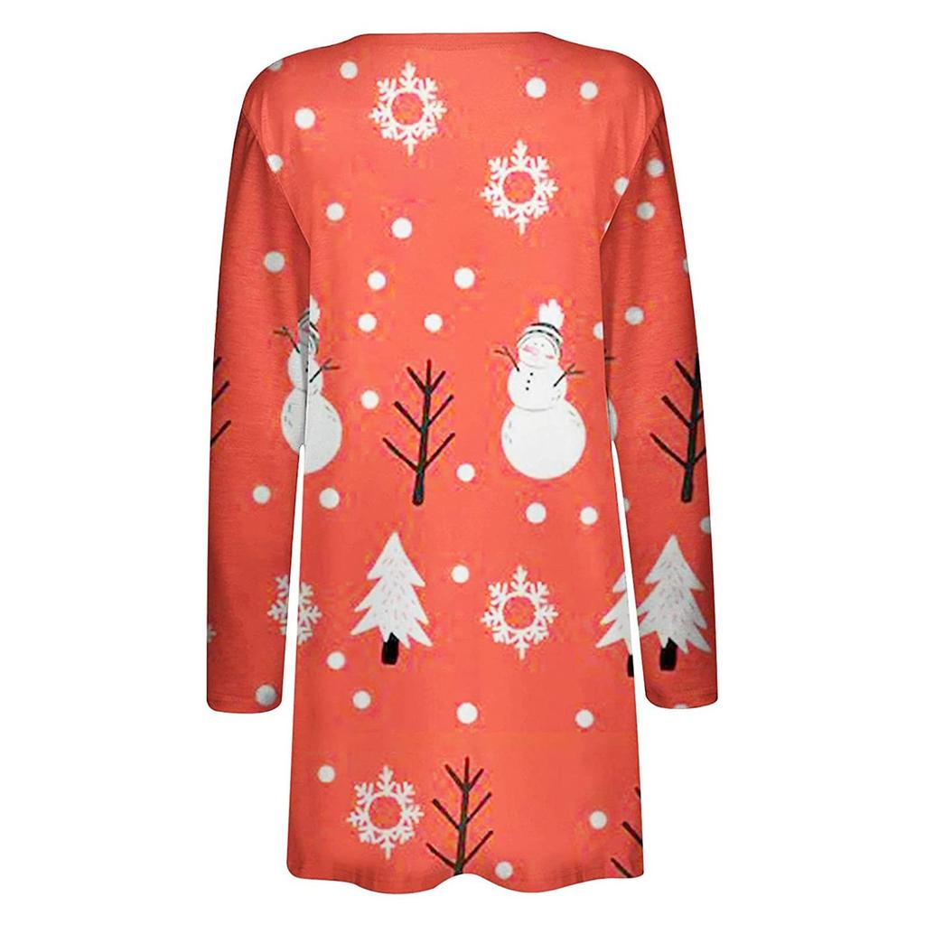 Women's Christmas Long Sleeve Front Cardigan Printed Top Lightweight Jacket
