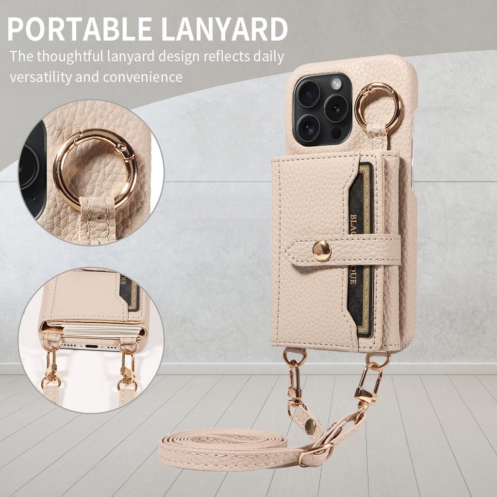 Neue stylische Kunstleder-Handyhülle für das iPhone 16 15 14 13 12 11Pro Max Plus 7 8Series mit Ring, Multi-Kartensteckplatz, Standfunktion