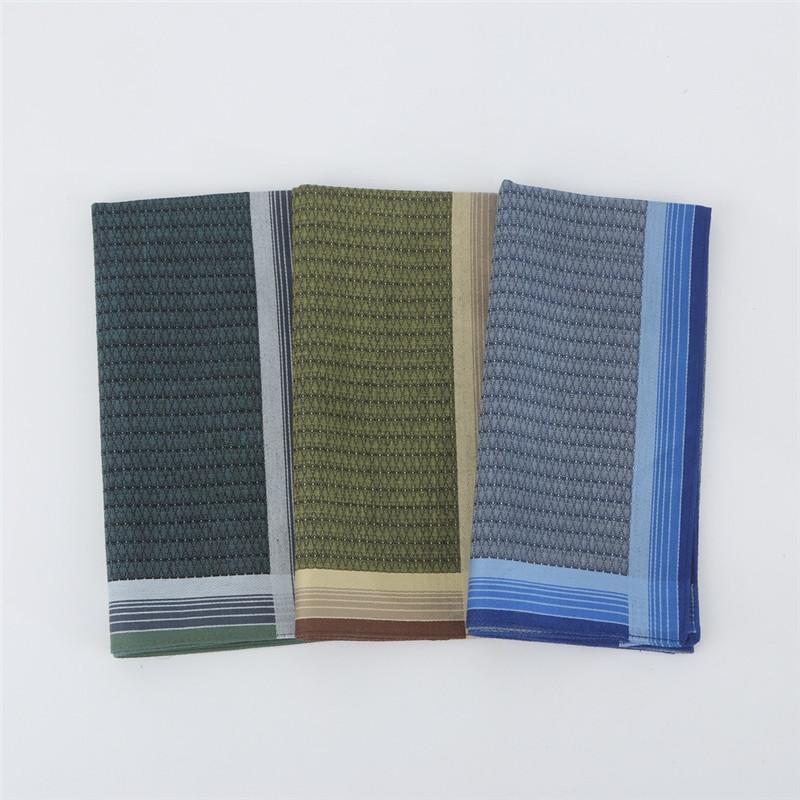 3Pcs 43x43cm Pure Cotton High-end Jacquard Yarn Dyed Vintage Dark Color Men's Business Handkerchief Suit Pocket Towel