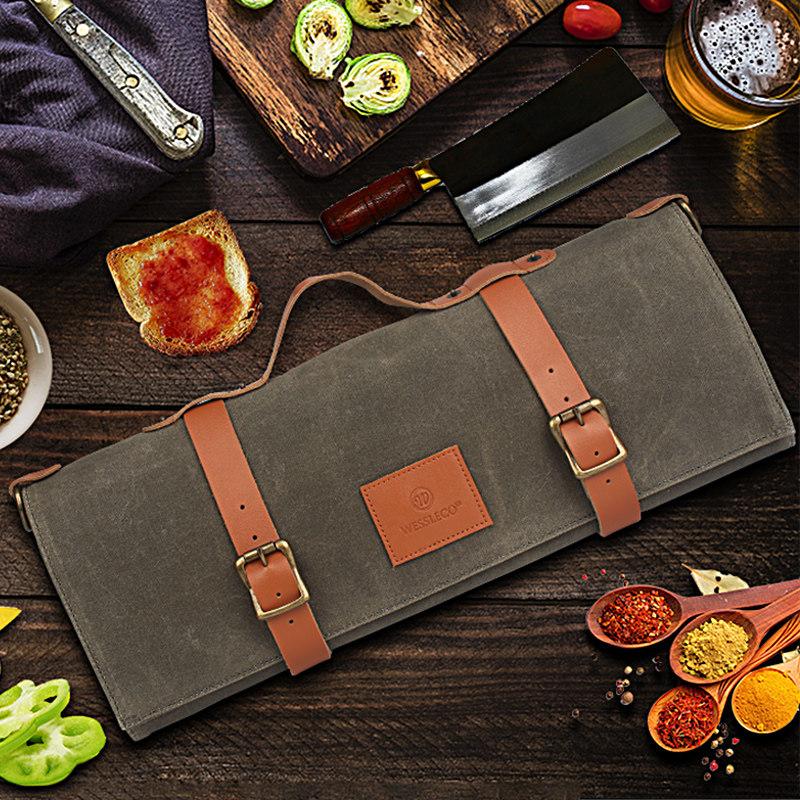 Chef Knife Roll Bag Vintage Backpack With 10 Slot Plus 1 Zipper Pocket Portable Carrying Case for Knive and Tools Chef Knife Bag