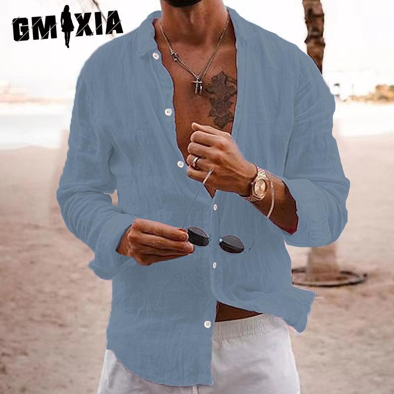 GMXIA Baumwolle Langarm T-Shirt Herrenmode Lockeres Shirt Bedrucktes Mitfühlendes Shirt