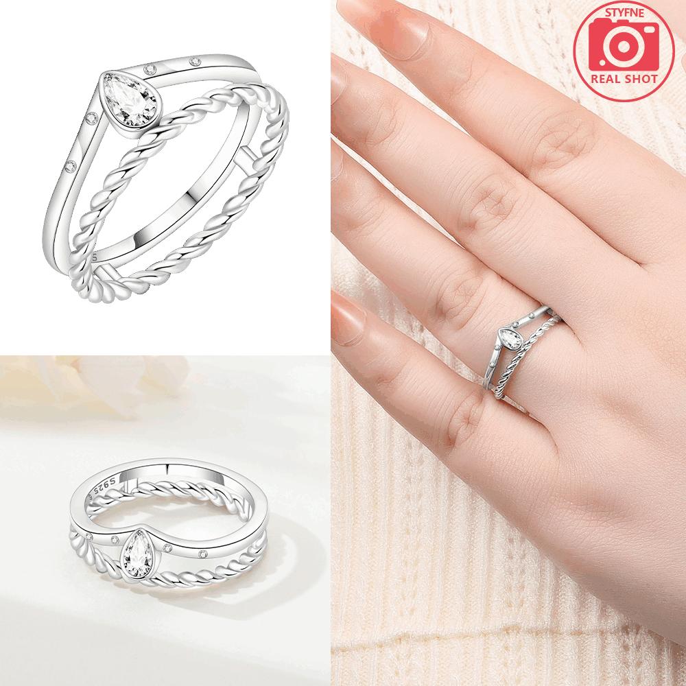 Unendliche Liebe Schmuck Schwarz & Rosa Herz Glänzende Zirkon Ringe Mode Neu 925 Silber Damenringe für Valentinstagsgeschenk