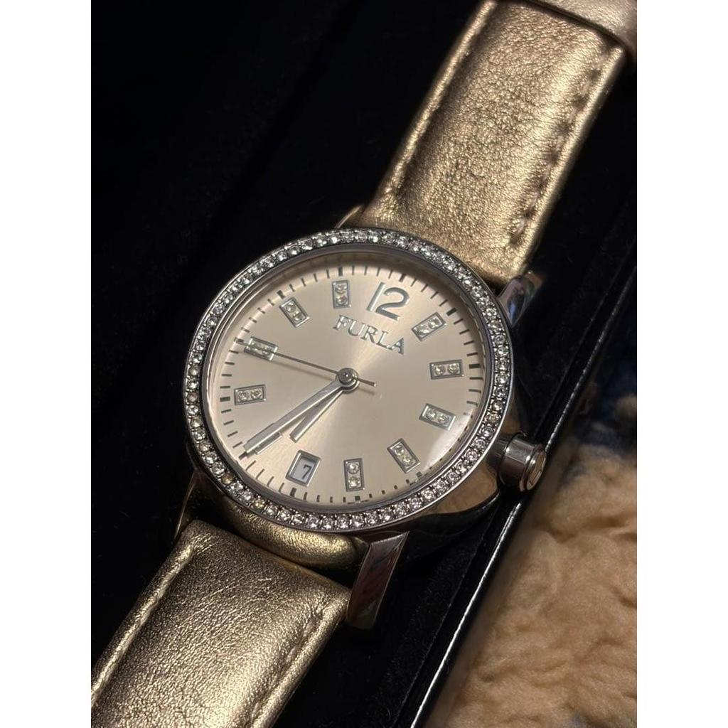 Used FURLA Gold Leather Quartz Watch
