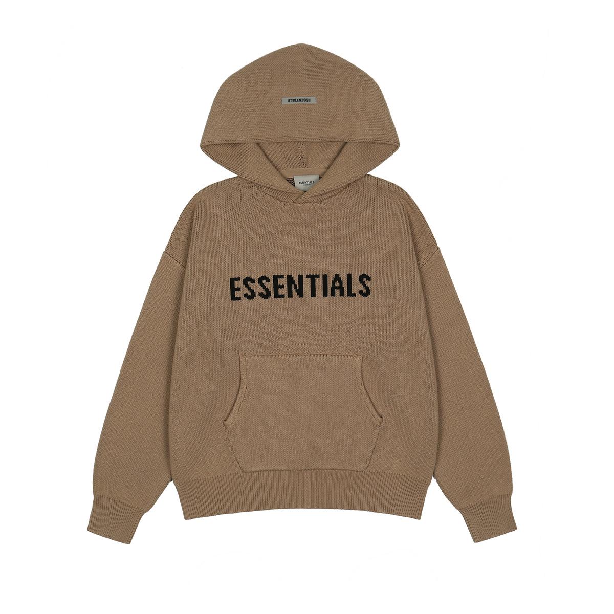 Худи FOG Essentials с двойной линией – Модный, свободный трикотаж для уличной моды Large кофейный