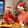 Christmas Santa Hats Comfortable Non-Woven Fluffy White Pom Pom Kids Adult Fit for Home Xmas Gatherings