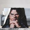 Damon Salvatore The Vampire Diaries Blankets Fleece Printed Ian Somerhalder Portable Warm Throw Blanket for Sofa Bedding Throws