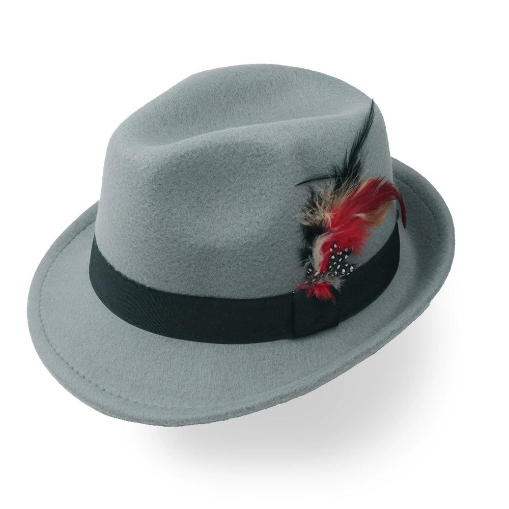 Autumn and Winter New Style Cuffed Small Top Hat Black Classic British Style Jazz Hat Women's Wool Felt Hat Felt Hat