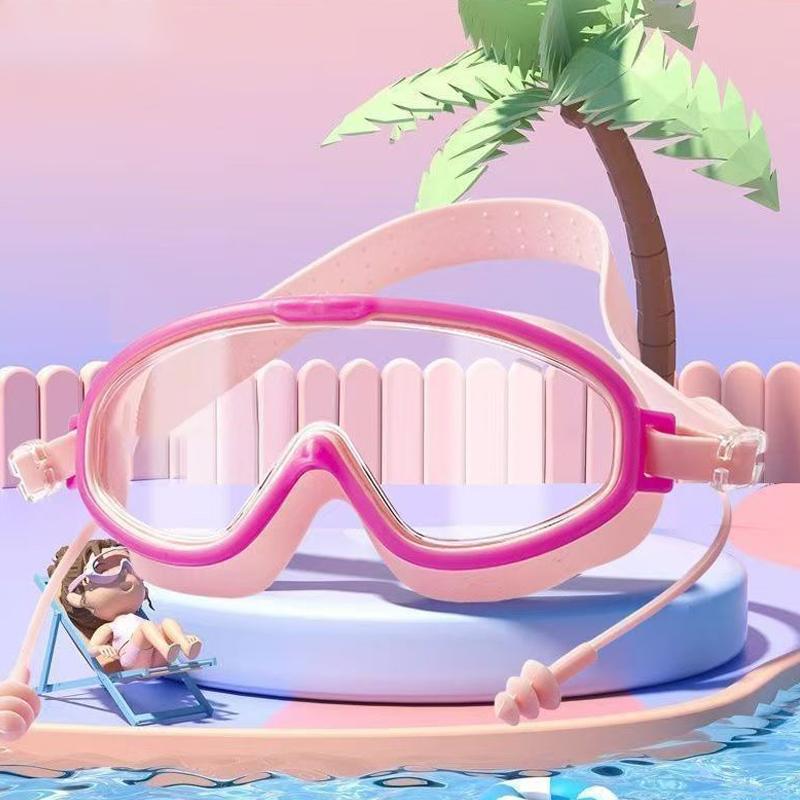 Swimming Goggles Large Frame Swimming Goggles Large Frame Hd Wide-Angle Anti-Fog Uv Protection Child Swimming Goggles No Leakage