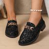 Fashion 2025 Spring New Women's Retro Leopard Pattern Chain Deisgned Thick Soled Round Head Loafers Shallow Mouth Fashion Single Shoes