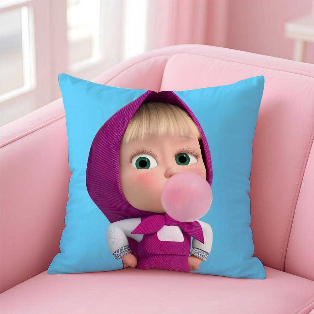 Kreskówka M-Masza i Niedźwiedź Poszewka na Poduszkę Wygodna Dwustronna Poszewka Idealna do Samochodu Sofy Sypialni i Nie Tylko